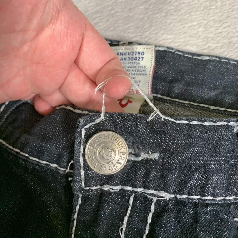 True Religion Bobby Super T Jeans Mens 40x34 Gray Dark Wash Straight USA Made